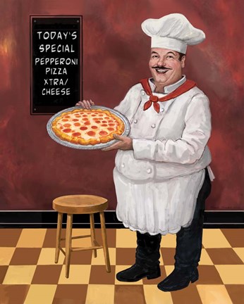 Framed Pizza Chef Master Print