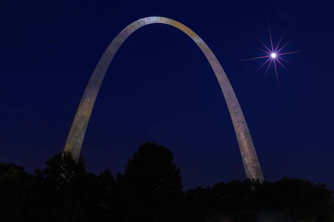 Framed St. Louis Arch With Starburst Moon Print