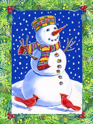 Framed Joyful Snowman Print