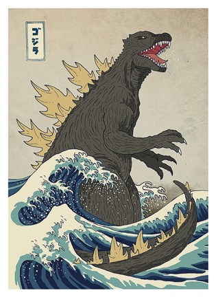 Framed Great Monster off Kanagawa Print