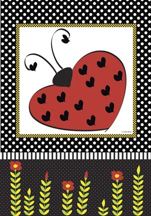 Framed Ladybug Valentine Flag Print