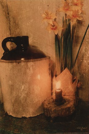 Framed Daffodils by Candlelight Print