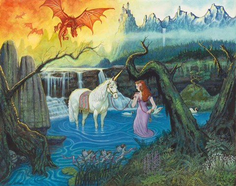 Framed Princess and Her Unicorn Print