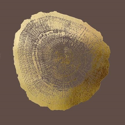 Framed Gold Foil Tree Ring IV on Bitter Chocolate Print