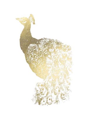 Framed Gold Foil Peacock I Print