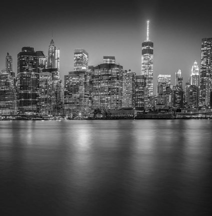 Framed Manhattan Skyline Night 3 Print