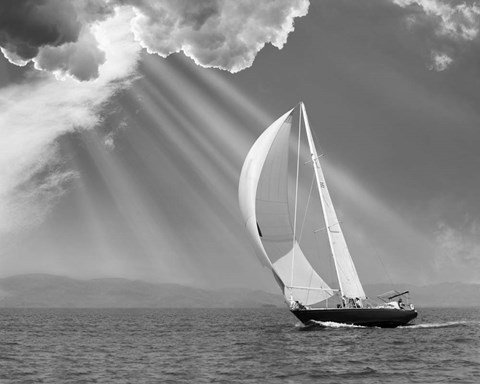 Framed Sailing under sunbeams, L&#39;Anse Bay, Michigan &#39;13 Print