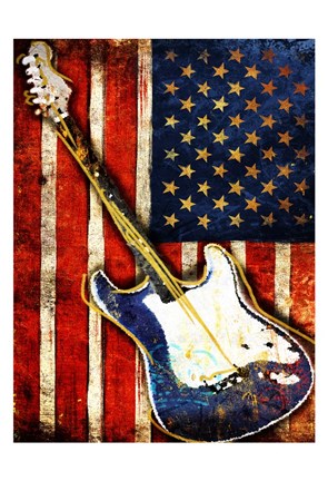 Framed Patriotic Guitar Print