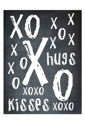 Framed Hugs and Kisses BW Print