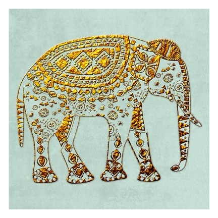 Framed Dusty Aqua Elephant Print