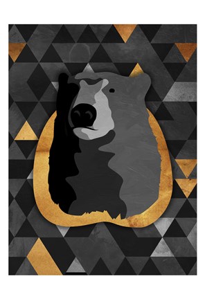 Framed Dark Gold Triangular Bear Print