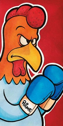 Framed Rooster Battle 1 Print
