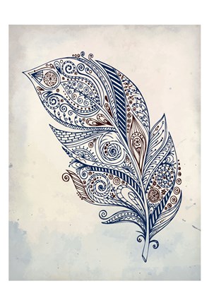 Framed Feather Henna 1 Print