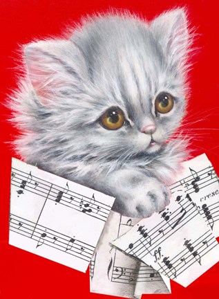 Framed Music Cat - 12A Print