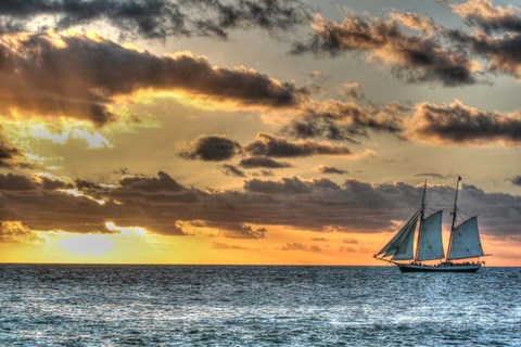 Framed Key West Clipper Sunset I Print