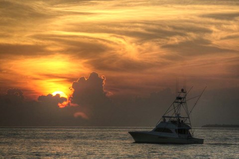 Framed Key West Sport Fisher Sunset Print