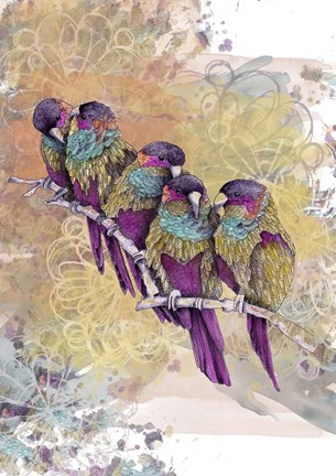 Framed Purple Parrots Print
