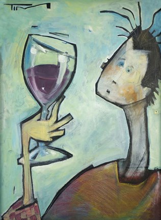 Framed Man Swirls Wine Print