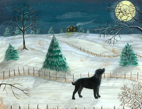 Framed Winter Labrador Print