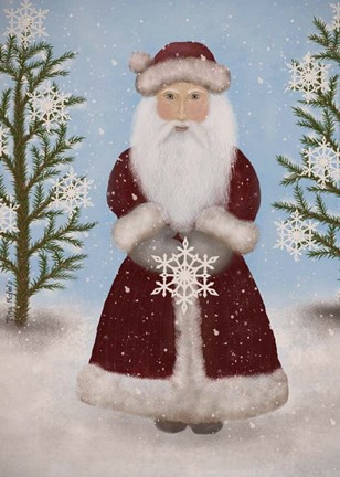 Framed Snowflake Santa Print