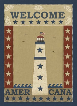 Framed Americana Lighthouse Print