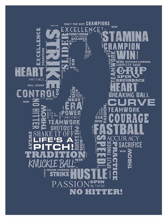 Framed Baseball Words Print