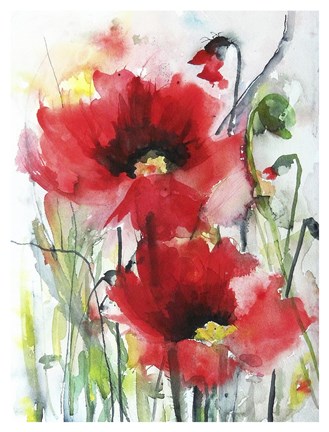 Framed Red Poppies Print