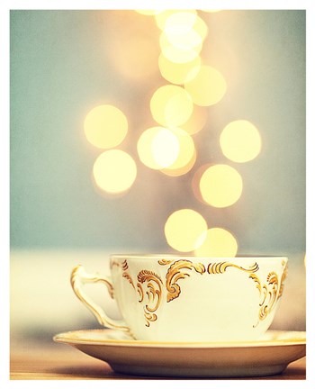 Framed Tea Cup in Cold Bokeh Print