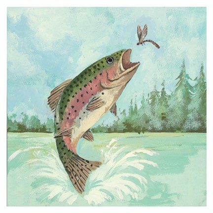 Framed Trout Jumping Print