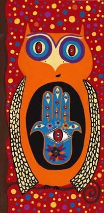 Framed Owl With Evil Eye Hamsa Print