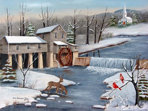 Framed Pigeon Forge In The Winter Print