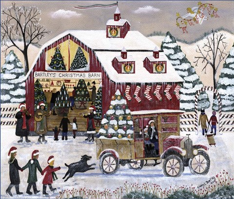 Framed Bartleys Christmas Barn Print