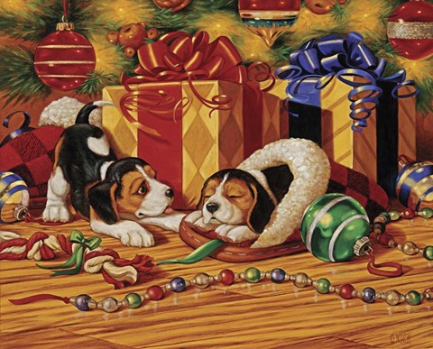 Framed Beagle Pups Print