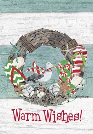 Framed Coastal Christmas Warm Wishes Print