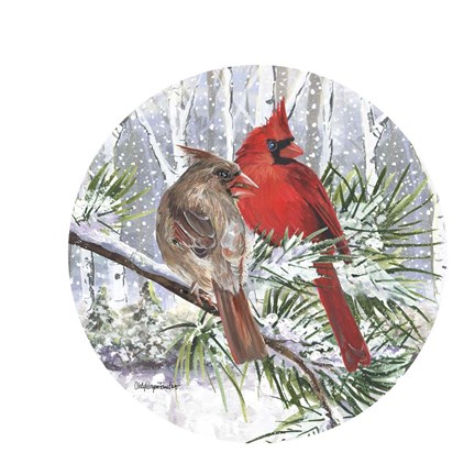 Framed Winter Wonder Cardinal Couple Print