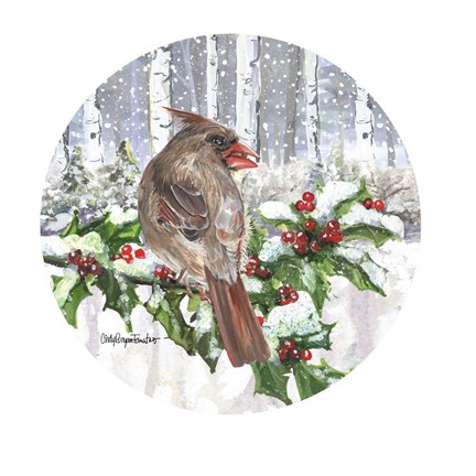 Framed Winter Wonder Female Cardinal Print