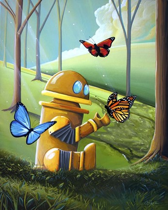 Framed Bot and the Butterflies Print