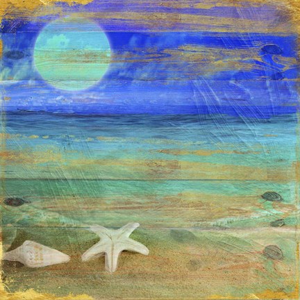 Framed Turquoise Moon Night Print