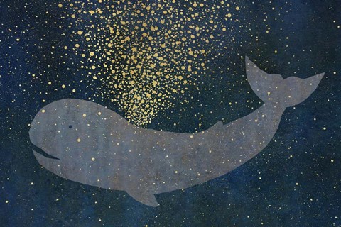 Framed Gold Spraying Whale Print