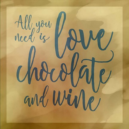 Framed Love, Chocolate And Wine Print