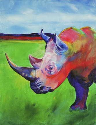 Framed Painted Rhino Print