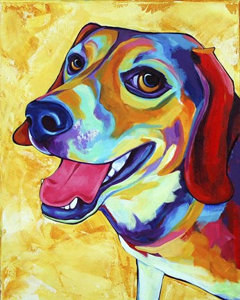Framed Beagle Dog Lucy Lu Print
