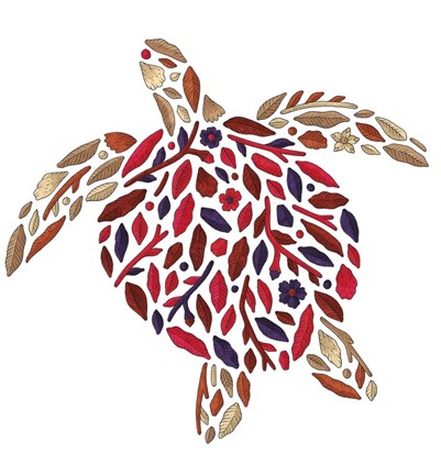 Framed Blooming Animals - Turtle Print