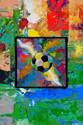 Framed Window into the Soccer Universe-  Red and Green Football Print