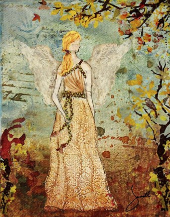 Framed Angel of Autumn Print