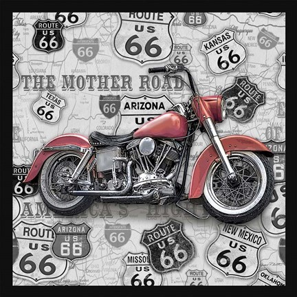 Framed Vintage Motorcycles on Route 66-I Print