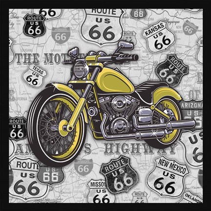 Framed Vintage Motorcycles on Route 66-5 Print