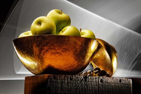 Framed Apple In A Gold Bowl Print