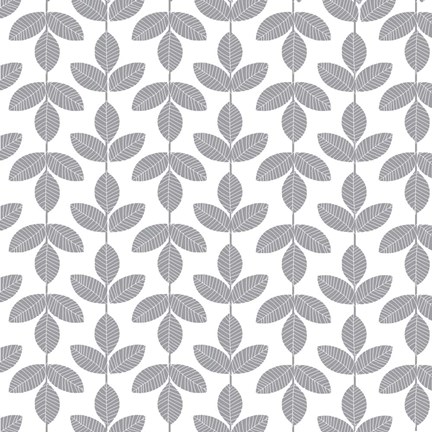 Framed Allover Leaf Pattern Grey Print