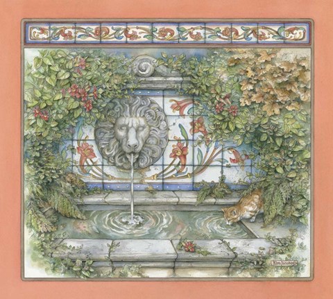 Framed Lion fountain Print